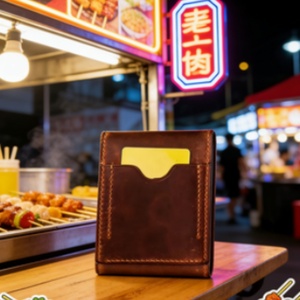 กระเป๋าสตางค์หนังแท้ Boshiho Crazy Horse แบบบาง ป้องกัน RFID สำหรับผู้ชาย ดีไซน์วินเทจ ปิดด้วยซิป พร้อมช่องใส่บัตรอเนกประสงค์ - Product Image 5