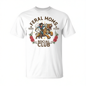 Camiseta Feral Moms Social Club de algodón para mujer, cuello redondo, manga corta, ropa informal - Product Image 2