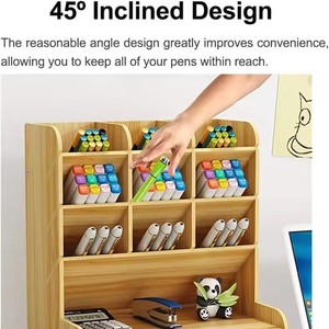 Portalápices de madera con cajón, organizador de escritorio multiusos de 5 niveles para el hogar y la oficina - Product Image 4