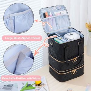 Free Sample Travel <b>Makeup</b> Organizer <b>Case</b> Portable Artist Storage Bag with Adjustable Dividers Nail Polish Organizer - Product Image 5