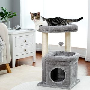 Lusso moderno semplice grigio gatto albero condominio con raschietti e letto fabbrica personalizzato Sisal materiale imballato in cartone - Product Image 3