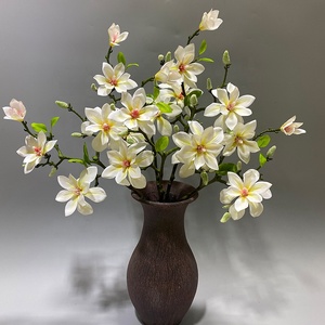 Fleur de <span class=keywords><strong>Magnolia</strong></span> artificielle 6/8/15 têtes décoration de Table de salon maison tige de <span class=keywords><strong>fil</strong></span> de fer en plastique de haute qualité - Product Image 6