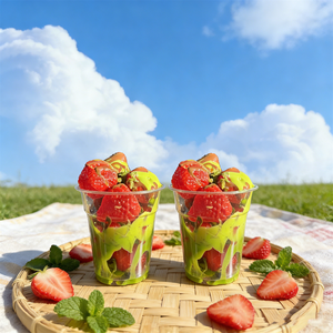 5OZ Small Cup Dubai Chocolate Bread Thread Matcha Milk Plastic Strawberry Simulation Food Model Eco-Friendly Foam Shop Display - Product Image 4