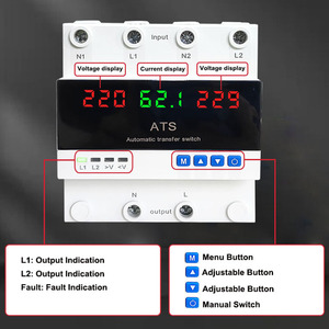 Interruptor de Transferencia Automática (ATS) de 230V con Pantalla y Protección de Voltaje y Corriente para Energía Eléctrica Urbana y Generador Solar - Product Image 2