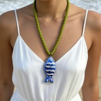 Collier de perles de poisson fait main, style européen-américain, pour l'été, avec pendentif coloré en forme de poisson tropical, pour femme
