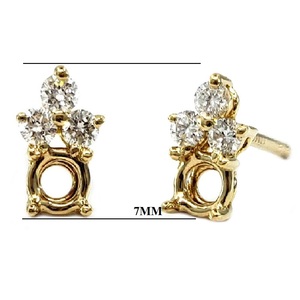 Hong Kong KOK livraison rapide bonne qualité 18k solide or jaune naturel VS SI diamant Semi montage fleur boucles d'oreilles pour les femmes - Product Image 2