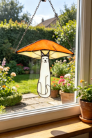 Attrape-soleil artisanal en vitrail, motif papillon luna de Noël Art Déco, ornement mural décoratif pour la maison