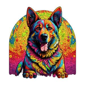 Hamaileon Rainbow Dog Casse-tête animal en bois 3D personnalisé de forme irrégulière pour la décoration intérieure Disponible en tailles XL L M S - Product Image 1