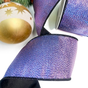 1 1/2 Inch Luxe Dikke Glanzende Metallic Glitter Bedraad Lint Polyester Materiaal Voor Bruiloft Kerstboom Valentijnsdag - Product Image 5