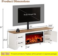 Table de centre de divertissement pour support de téléviseur à cheminée électrique de style ferme pour salon chambre à coucher