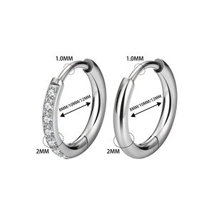 2 pz Orecchini a Cerchio in Titanio G23 da 1.0mm con CZ, Anello Rotondo a Segmento Incernierato <span class=keywords><strong>per</strong></span> Donna, Gioielli <span class=keywords><strong>per</strong></span> Piercing Trago, Cartilagine, Elica - Product Image 2
