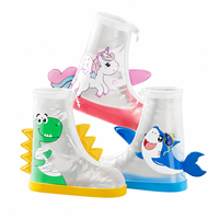 Mumeng Puddle Jumping Couvre-chaussures imperméables pour enfants, motif 3D dinosaure, requin, licorne, anti-éclaboussures, montants, pour activités de plein air