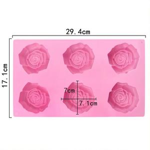 Moule à roses personnalisé sans BPA, 6 cavités, plateau de moulage pour fondant, outils de décoration, en silicone, pour faire des gâteaux, du chocolat, des muffins, des pâtisseries, des biscuits - Product Image 4