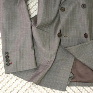 Completo da Uomo <span class=keywords><strong>Grigio</strong></span> 2026 Hot Sale in Lana 100% Stile Italiano Semi-Canvas <span class=keywords><strong>Doppiopetto</strong></span> per Cerimonia, Business e Matrimonio (Blazer e Pantaloni) - Product Image 4