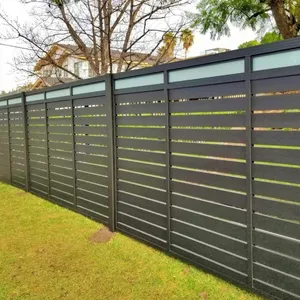 Valla de Privacidad de Aluminio Negra de 6 Pies de Altura para Exteriores, Valla de Seguridad, Rejas, Valla de Jardín, Pantalla Perforada, Puerta de Aluminio Metálico - Product Image 1