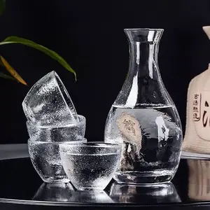 Botella decantadora de vino de cristal, juego de Sake de vidrio japonés con tazas