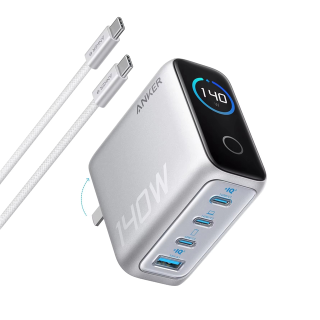 Anker ZOLO 140W GaN 4-Port Electric Charger B2697 for PPS Laptop Anker Laptop Charger (140W, 4-Port, PD 3.1) with USB-C Cable