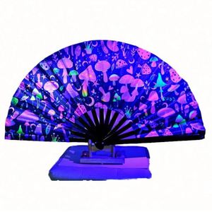 Grand éventail pliant de 33 cm pour la danse chinoise et japonaise, festival de musique, avec dégradé réfléchissant, en bambou, pour cadeaux d'Halloween - Product Image 4