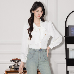 Pink Women's <b>Blouse</b> Long Sleeve Bow Front Acetate <b>Satin</b> Top Everyday Wear - Product Image 4