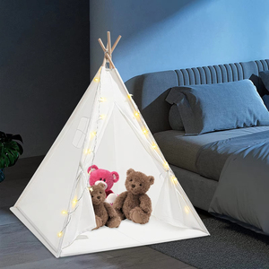 Tela de algodón 4 postes tamaño personalizado niños al aire libre interior indio blanco tipi tiendas de campaña casa para niños - Product Image 6