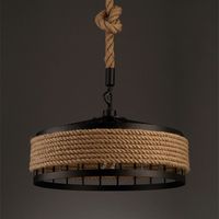 Lustre suspendu PM style loft américain industriel rétro en corde de chanvre et rotin tressé, simple, rustique, champêtre et personnalisé