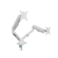 Soporte para Dos Monitores AUKI con Elevación Hidráulica, Compatible con VESA 100x100, Abrazadera para Escritorio, Acero Resistente, Nuevo Modelo