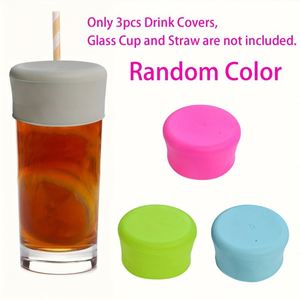 Food-Grade Silicone Glass Cup Covers - Anti-Spill Drink Lids with <b>Straw</b> Hole, Durable <b>Reusable</b> Beverage Protectors - Product Image 5