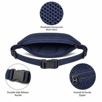 Sac banane en maille avec logo personnalisé, sac de ceinture, sac de taille, sac banane en nylon, vente en gros, fabricant OEM, voyage, sports de plein air