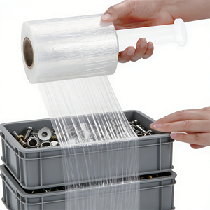 4 Rolls Clear Heavy-Duty Stretch Film Shrink <b>Wrap</b>, 18" x 1500ft, 80 Gauge Commercial-Grade <b>Plastic</b> <b>Wrap</b> - Product Image 1