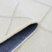 Turkua Home Liva Cream Grid Geometric Chenille Rug 7mm Washable Non Slip Polyester Cotton Modern Living Room Home Floor Grey