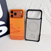 Étui de téléphone magnétique demi-cadre en PC rigide ultra-fin texturé fibre de carbone de luxe pour iPhone 18 17 16 15 Pro Max, coque arrière fine