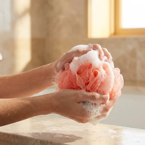 Éponge de Douche Exfoliante en PE Doux Couleur Personnalisée Premium 50G, Éponge de Bain en Maille Loofah avec Corde de Suspension pour un Lavage Corporel Doux - Product Image 3
