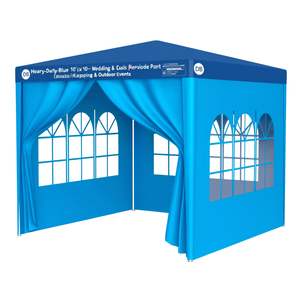 DB Heavy Duty Blue 10'x10' Wedding Party <b>Tent</b> with PVC Walls Aluminum Frame for Outdoor Events - Product Image 1