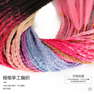 Hot Girl <span class=keywords><strong>Afro</strong></span> Long Dreadlocks Peluca resistente al calor de tres hebras <span class=keywords><strong>Trenzas</strong></span> coloridas Opciones de un solo color Coletas de alta temperatura - Product Image 3