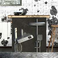 Robinet de douche mural thermostatique en laiton chromé gris anthracite, avec jets pluie, massage, fonction pause douce et têtes de douche à débit contrôlé
