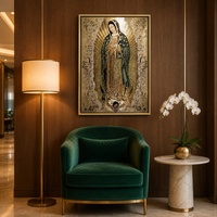 Art mural Notre-Dame de Guadalupe, impression encadrée de la Vierge Marie, cadre en aluminium doré mat, or rose vintage, décoration catholique
