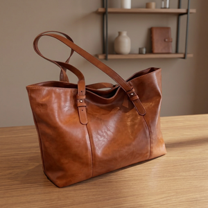 Pochette bandoulière légère et facile à transporter en cuir véritable marron, faite à la main, de luxe, étanche, avec fermeture éclair antivol pour femme - Product Image 4