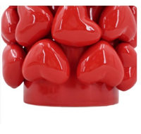 Sculpture en relief 3D de forme personnalisée Art déco moderne, vase à fleurs en céramique rouge en forme de cœur, hydroponique, pour la maison, décoration de mariage