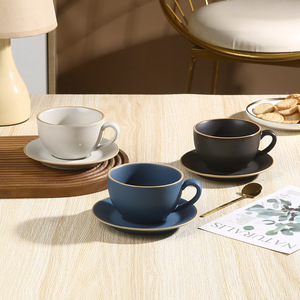 Ensembles de dîner de tasse à café et de soucoupe de Chine avec la couleur de jante de ligne d'<span class=keywords><strong>or</strong></span> - Product Image 4