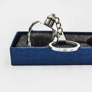 Exhibition Gifts With Company Information Laser Inside Key Ring Crystal Key Chain for Guest Present