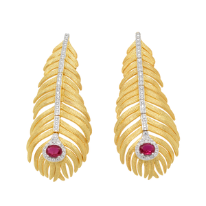 Boucles d'oreilles pendantes en plumes uniques et tendance, argent sterling 925, zircon, bijoux de luxe, cadeau unisexe - Product Image 1