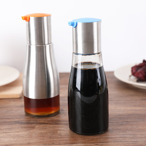 Bouteille à double compartiment en acier inoxydable 275 ml pour huile, vinaigre et sauce soja, idéale pour la maison, l'hôtel, la cuisine et la restauration - Product Image 4