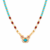 Collier ethnique tendance pour femme, style chinois, en tungstène rouge turquoise, avec perles Shijia et chaîne de clavicule à forme géométrique