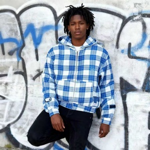 TKAN207D Men's fashion casual vintage style <b>zipper</b> hooded long-sleeved 100% Cotton embroidered Waffle Knit <b>Hoodies</b> - Product Image 1