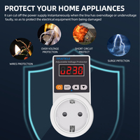 Protecteur de tension automatique, interrupteur de prise, AC 220V 16A, protection contre les surtensions, prise EU, prise numérique, protection de tension pour réfrigérateur