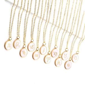Collier Horoscope en Zircon Plaqué Or 18K en Gros Personnalisé, Bijoux en Acier Inoxydable, Collier Zodiaque 12 Signes pour Femmes - Product Image 2