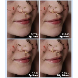 Pendientes de acero quirúrgico 18G para <span class=keywords><strong>nariz</strong></span>, <span class=keywords><strong>doble</strong></span> aro sin costuras con bisagra, para <span class=keywords><strong>piercing</strong></span> de tragus, concha, hélix, cartílago y septum - Product Image 2