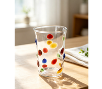 Tasse à café en verre borosilicate soufflé à la main avec points colorés, résistante à la chaleur, pour thé aux fruits et céréales