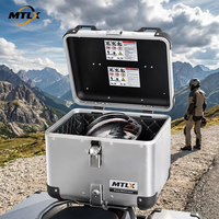 Boîte arrière de moto en aluminium 42L avec revêtement argenté personnalisé, logo OEM imprimé, personnalisation en petites séries prise en charge