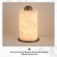 Lampe de chevet de luxe en pierre d'albâtre naturelle de qualité supérieure, motif côtelé horizontal, LED flexible 3000K, décoration intérieure